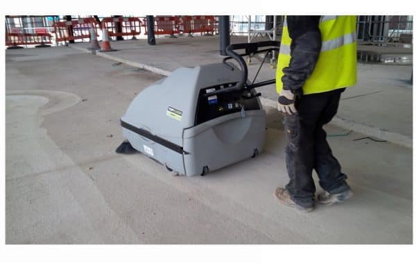 TF100 TRS TOPFLOOR Battery Powered Walk Behind Sweeper 4 National Car Park Construction site